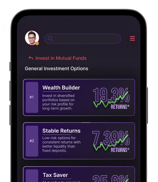 Curated mutual funds in the Cashvisory app
